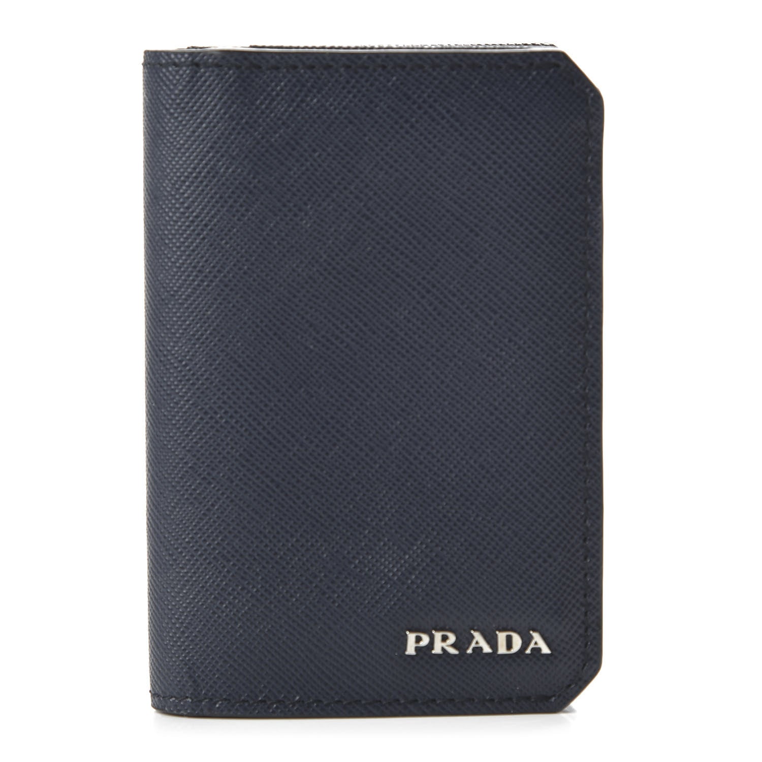 Prada Saffiano Corner Card Holder Baltico 1 of 10