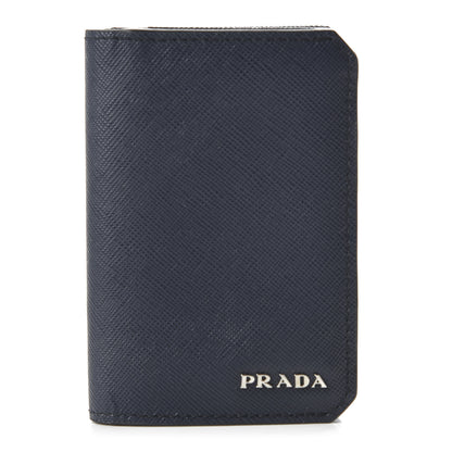 Prada Saffiano Corner Card Holder Baltico 1 of 10