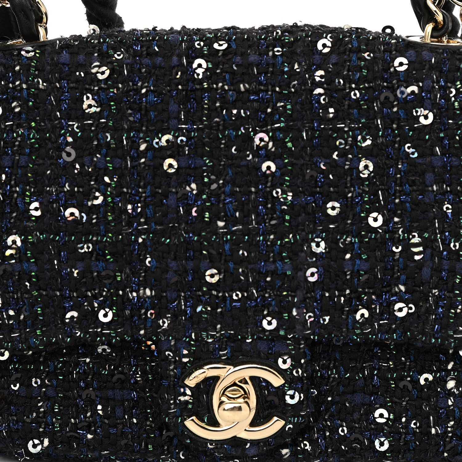 Chanel Tweed Mini Pearl Handle Flap Black Ecru 8 of 10