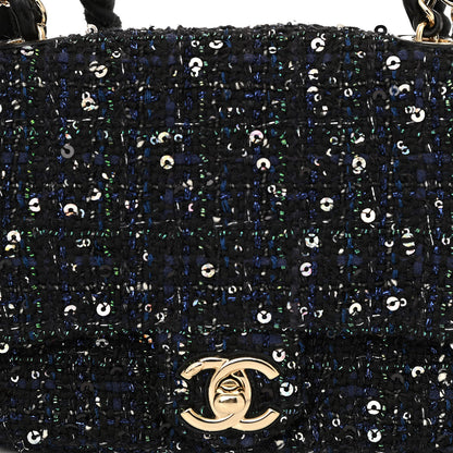 Chanel Tweed Mini Pearl Handle Flap Black Ecru 8 of 10