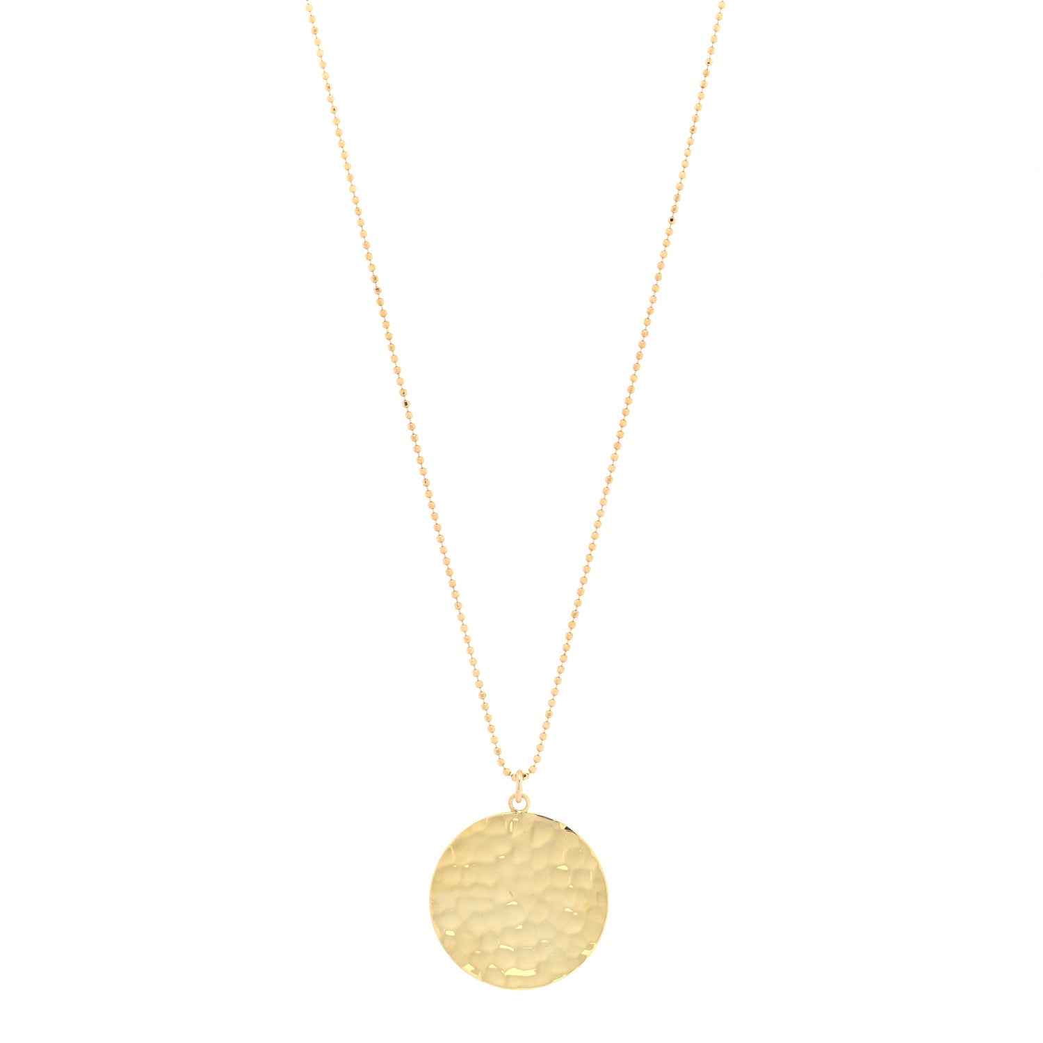 Jennifer Meyer 18K Yellow Gold Hammered Disc Pendant Necklace 1 of 6