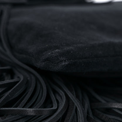 Saint Laurent Suede Calfskin Large Grace Fringed Hobo Bag Rope Black 7 of 11