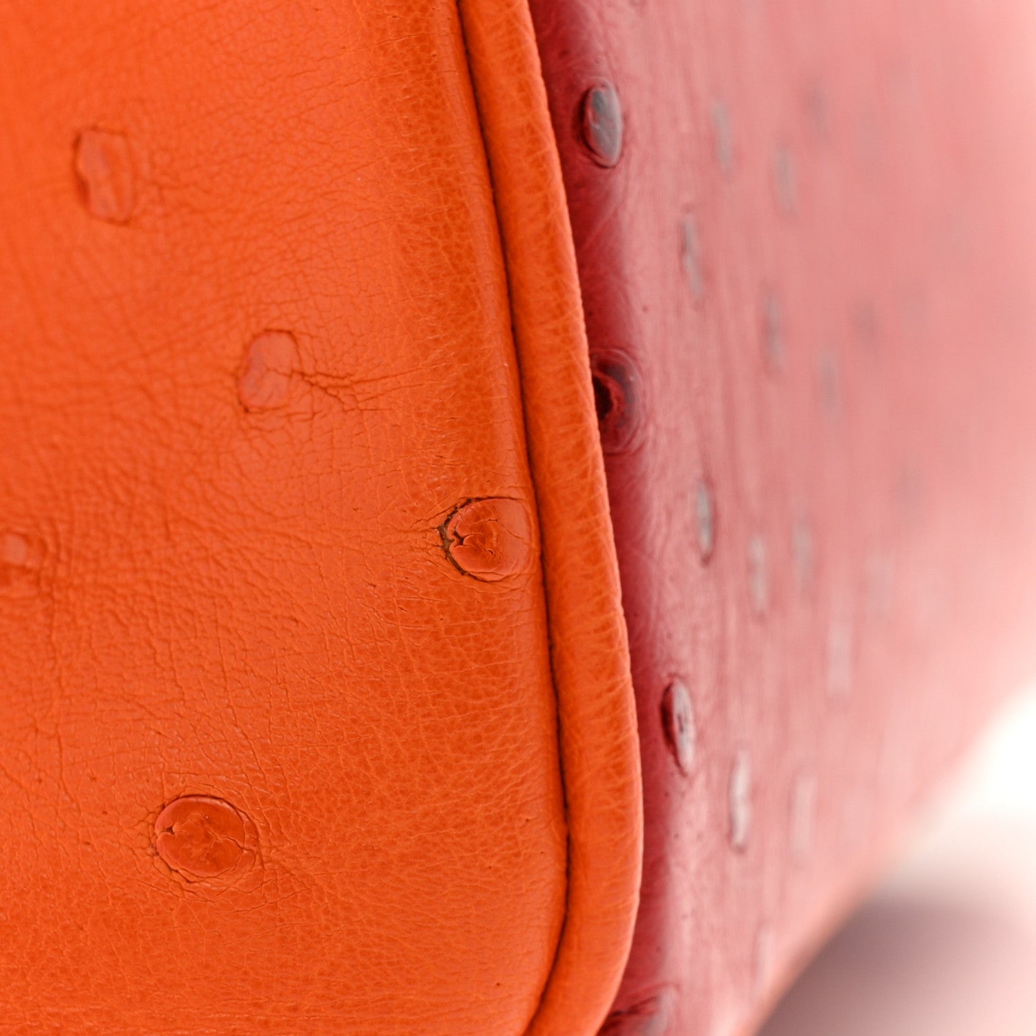 Hermes Ostrich Horseshoe Birkin 30 Rouge Vif Orange 11 of 12