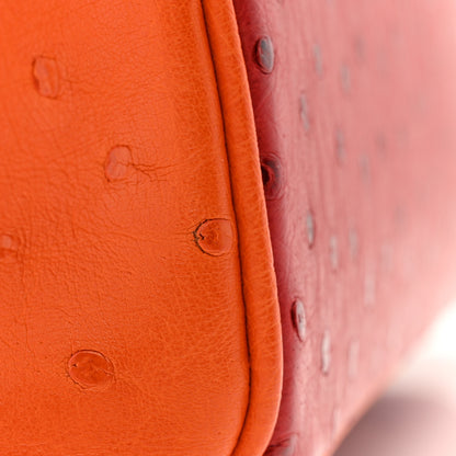 Hermes Ostrich Horseshoe Birkin 30 Rouge Vif Orange 11 of 12