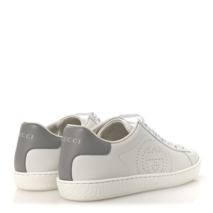 Gucci Calfskin Interlocking G Perforated Womens Ace Sneakers 37 White Grey Sky 5 of 11