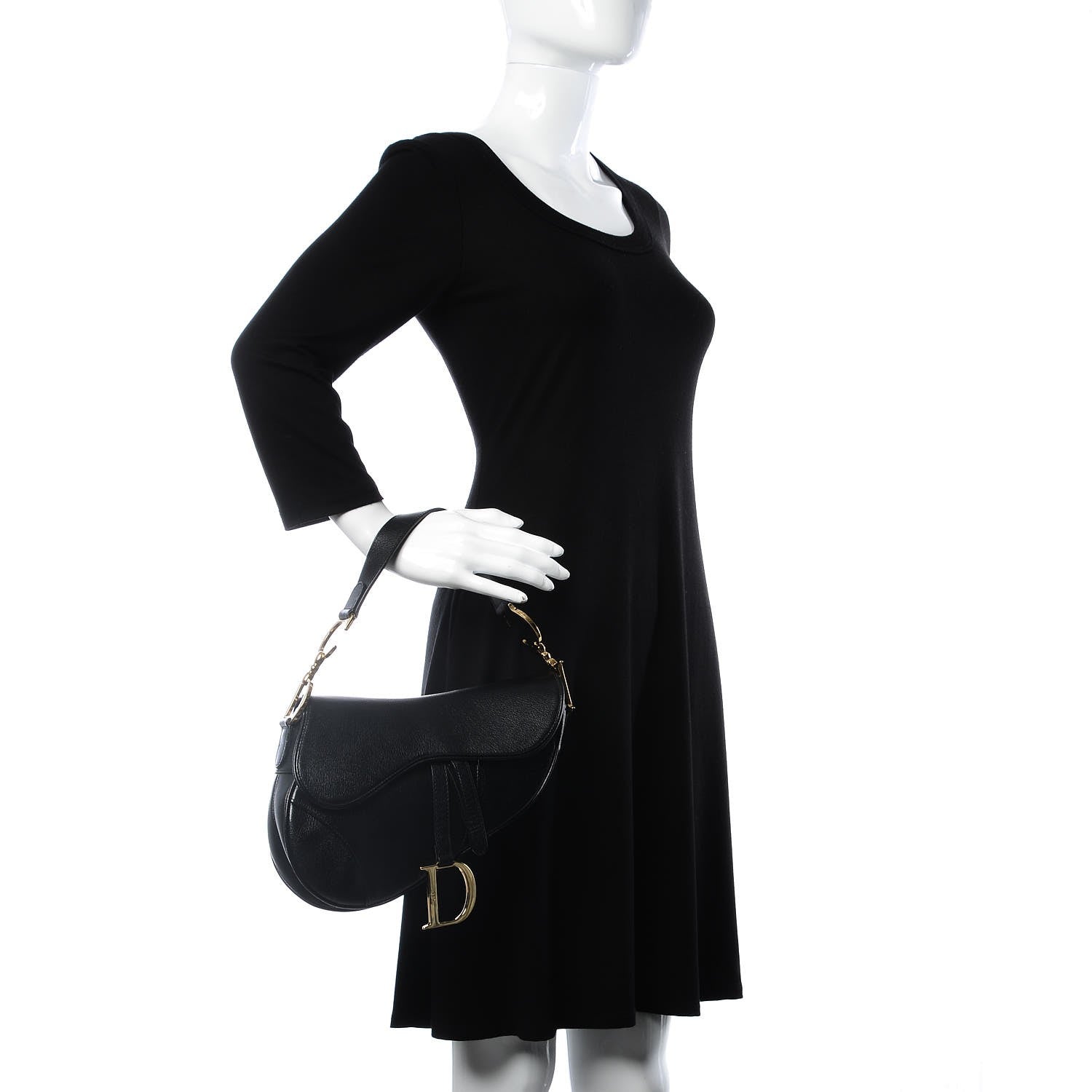 Christian Dior Calfskin Saddle Bag Black 2 of 7