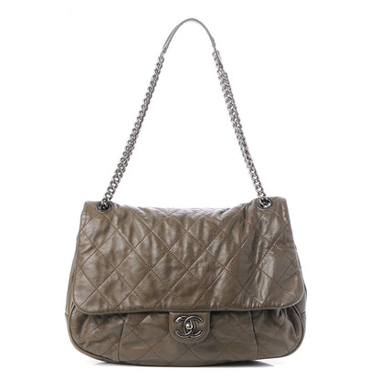 Chanel Calfskin Coco Pleats Messenger Flap Khaki 1 of 8