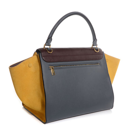 Celine Smooth Calfskin Suede Medium Tri-Color Trapeze Yellow 3 of 9