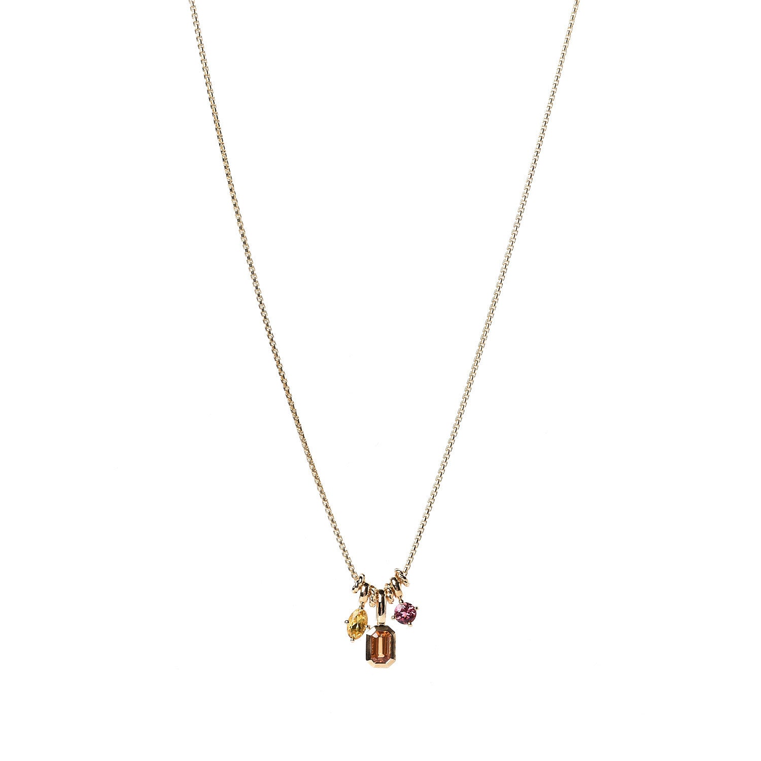 David Yurman 18K Yellow Gold Spessartine Garnet Yellow Beryl Pink Tourmaline Novella Pendant Necklace 1 of 6