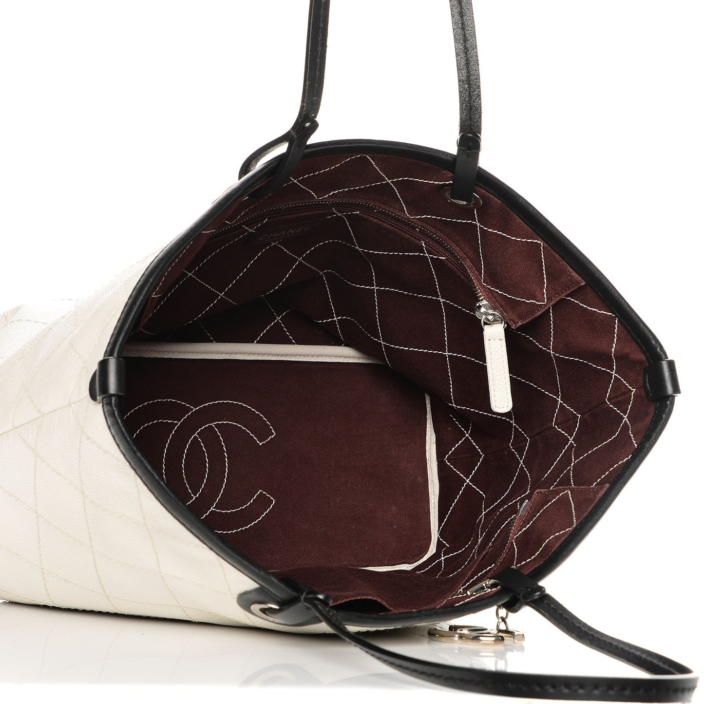 Grained Calfskin Shopping Fever Tote White
