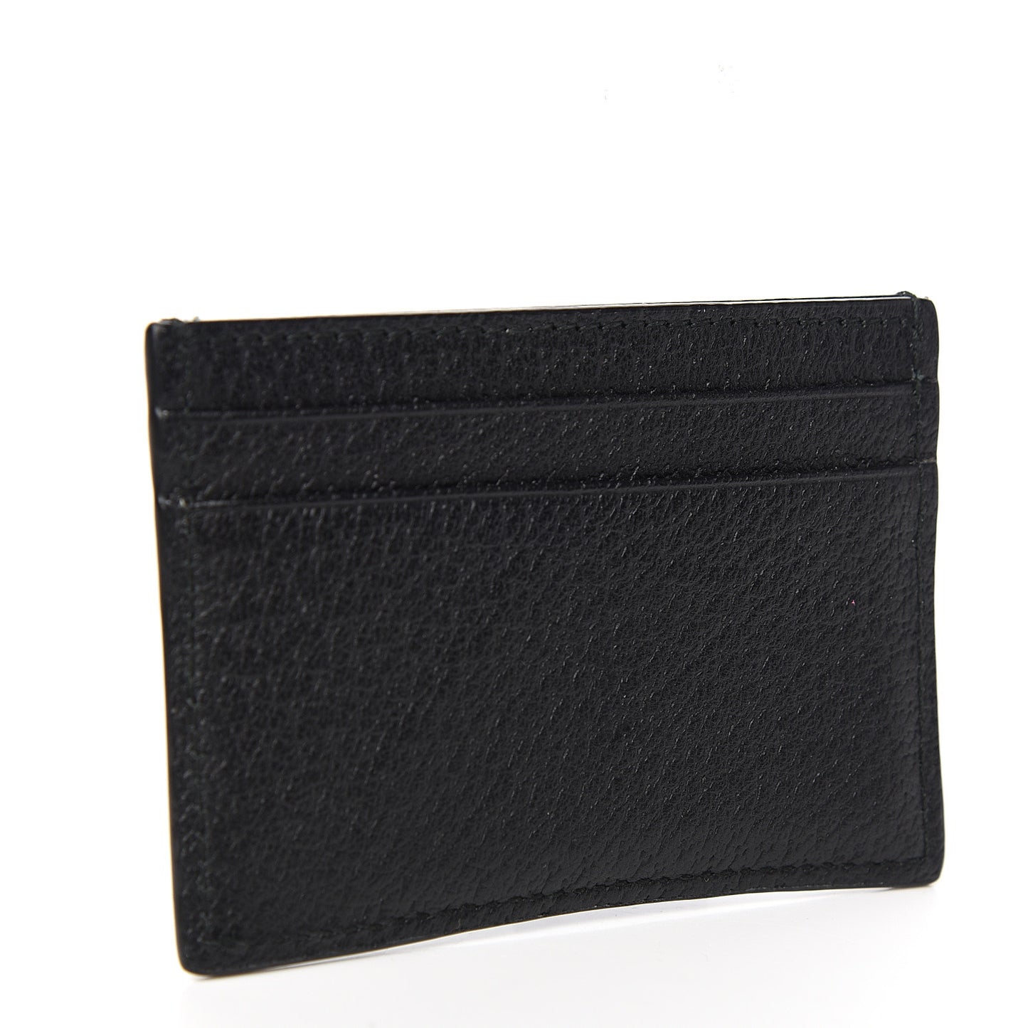 Pebbled Calfskin Animalier Card Holder Black