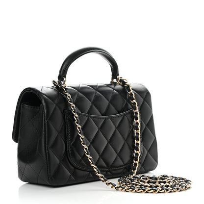 Chanel Lambskin Quilted Mini Top Handle Rectangular Flap Black 3 of 13