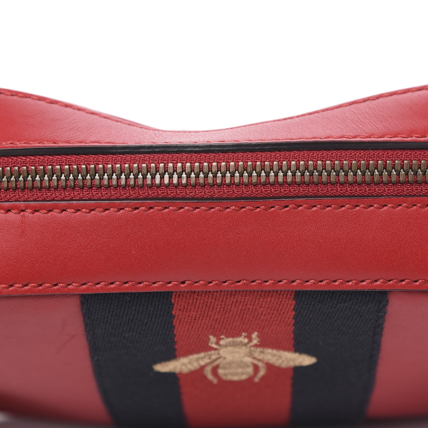 Gucci Calfskin Web Small Webby Bee Shoulder Bag Red 10 of 14