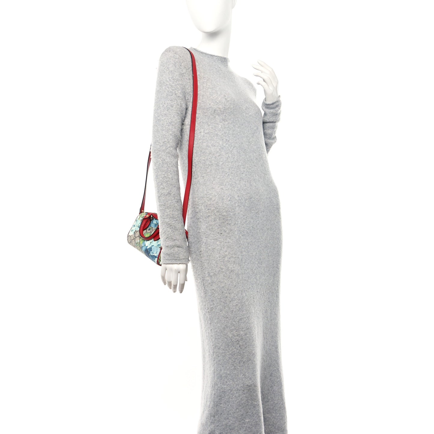 GG Supreme Monogram Blooms Mini Boston Navy Blue Hibiscus