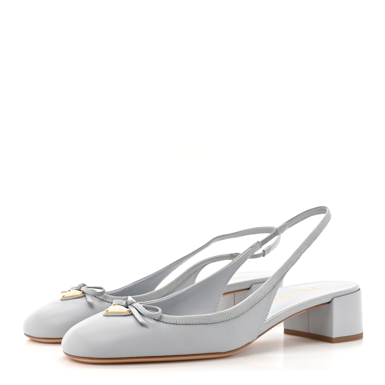 Prada Nappa Triangle Bow 45mm Slingback Pumps 39 Fiordaliso 3 of 8