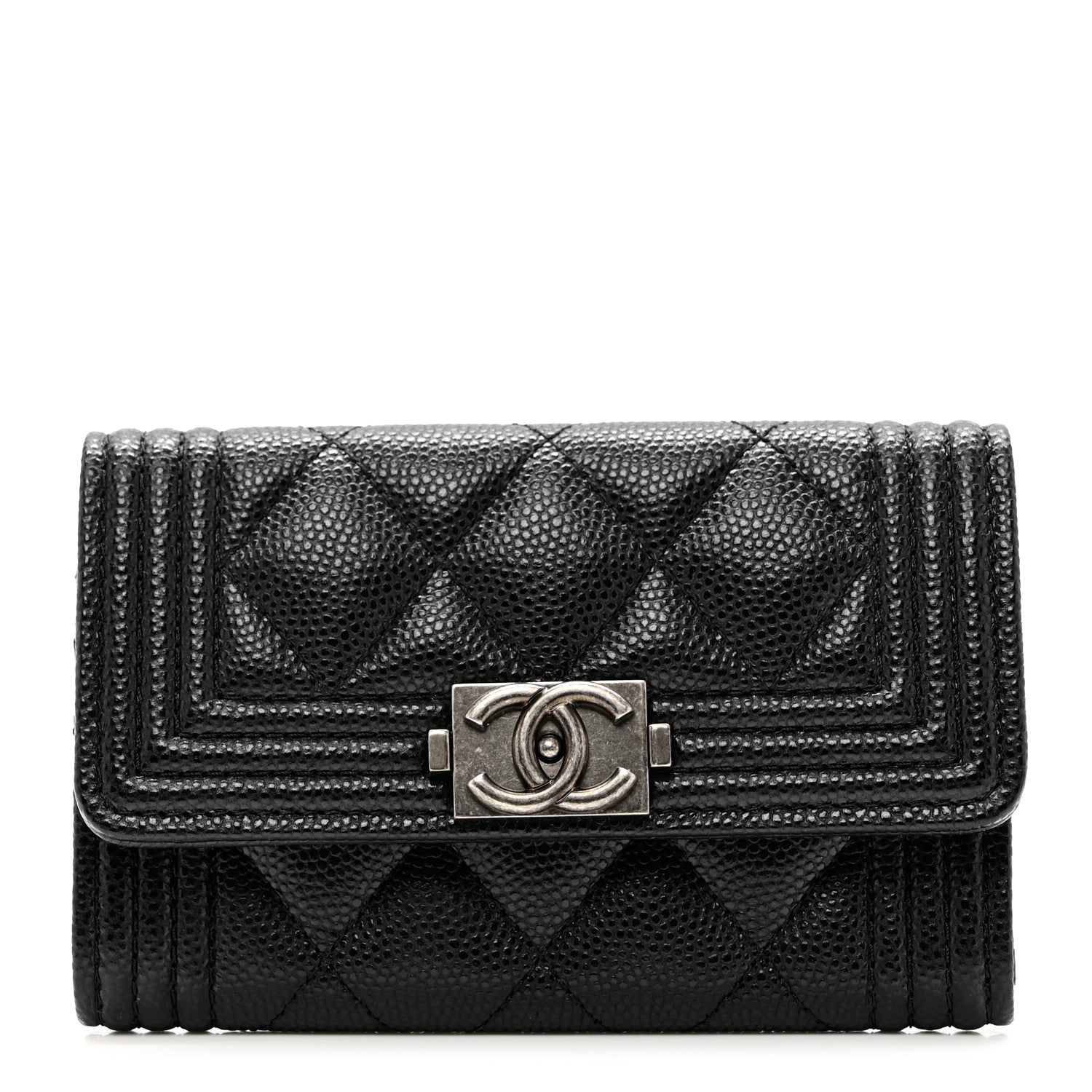 Chanel Caviar Quilted Boy Flap Card Holder Black 1 of 8