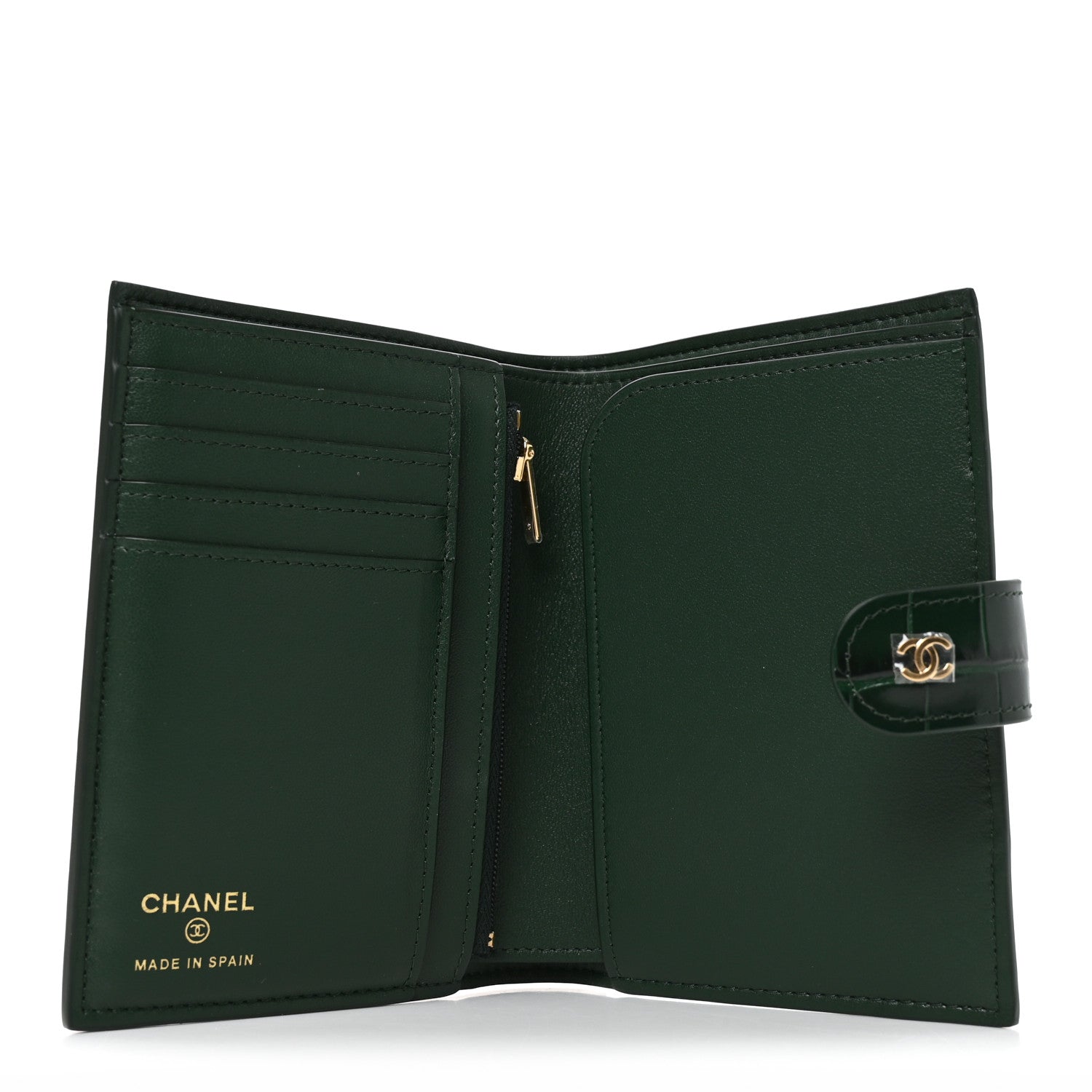 Chanel Calfskin Crocodile Embossed Crococo Passport Holder Emerald 5 of 8