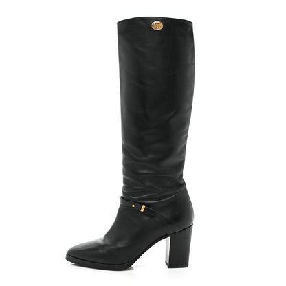Gucci Calfskin Double G Knee High Boots 39 Black 1 of 15