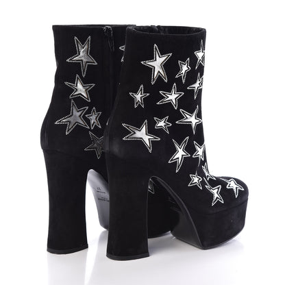 Saint Laurent Kid Scamosciato Lambskin Embossed Candy Star Studded Platform Boots 37 Black 4 of 6