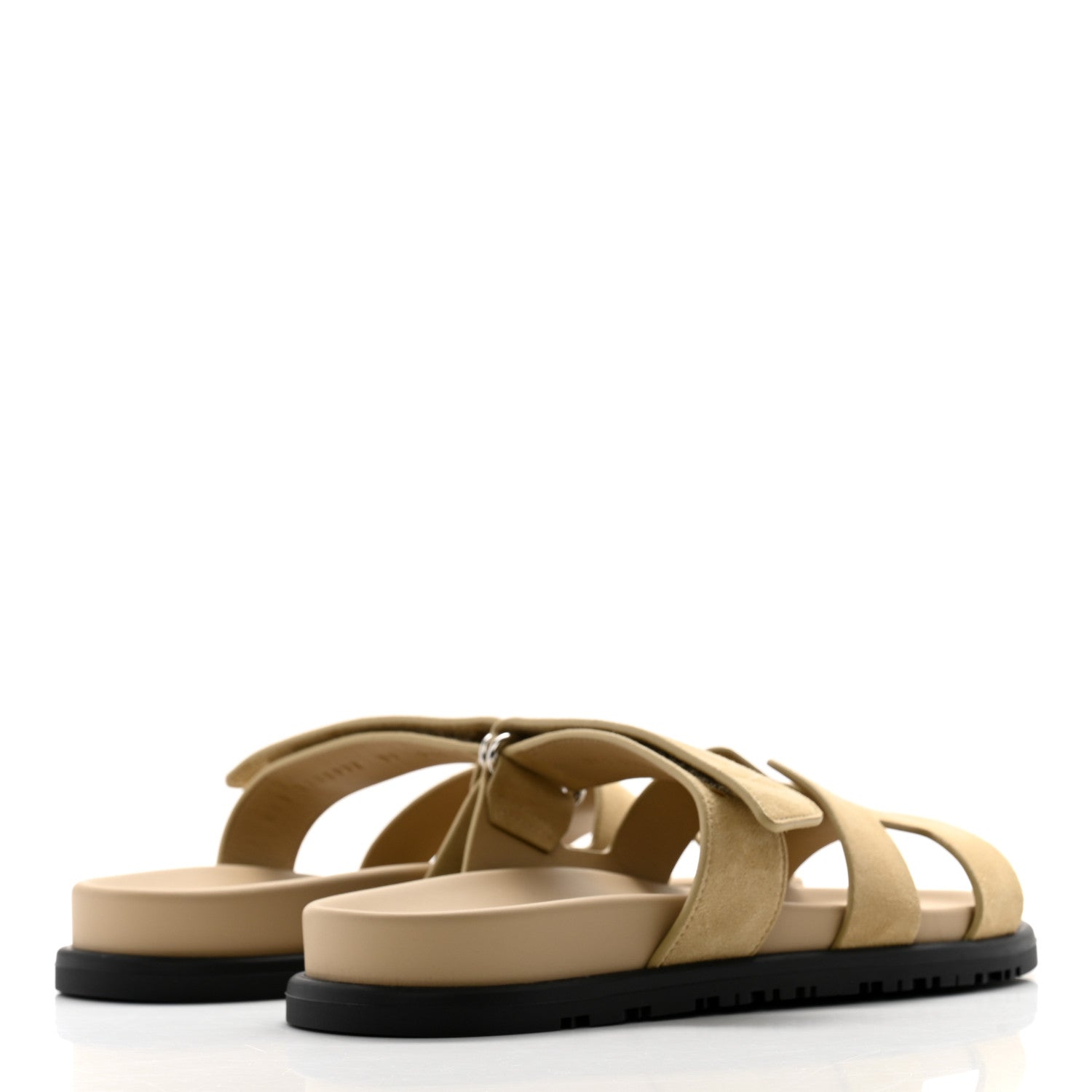 Hermes Suede Goatskin Womens Chypre Sandals 37 Beige Lin 4 of 9