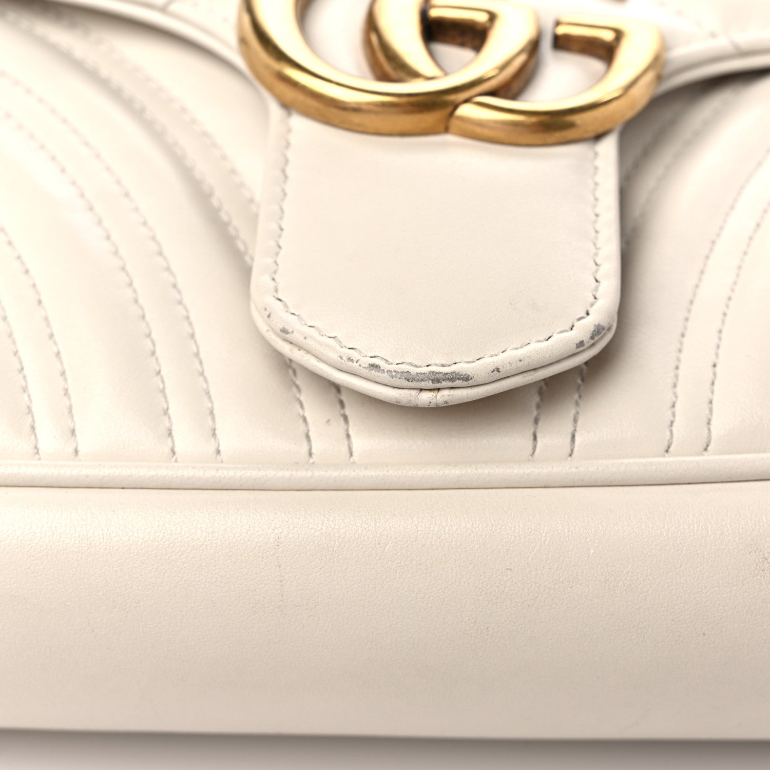 Gucci Calfskin Matelasse Small GG Marmont Shoulder Bag White 15 of 17
