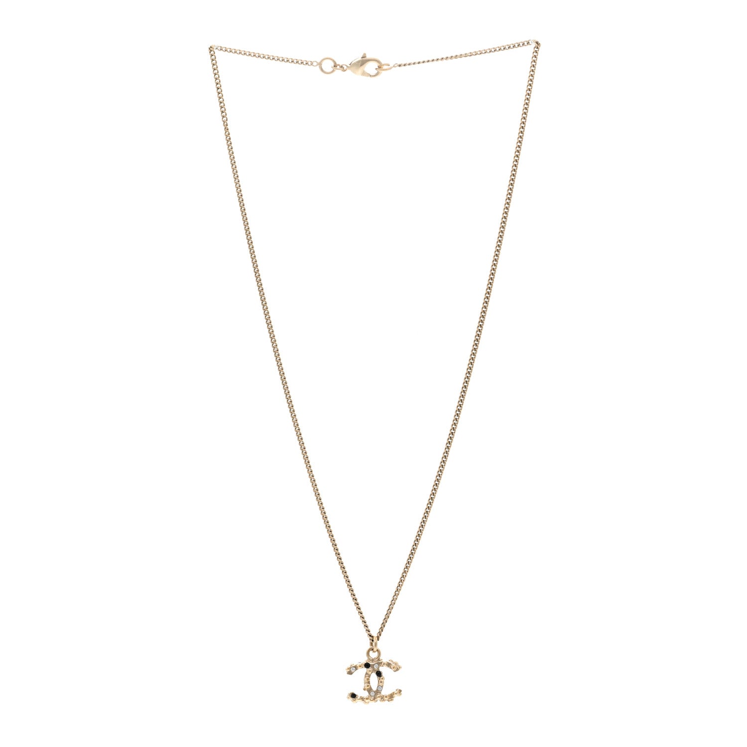 Chanel Crystal Beaded CC Necklace Gold Black 3 of 5