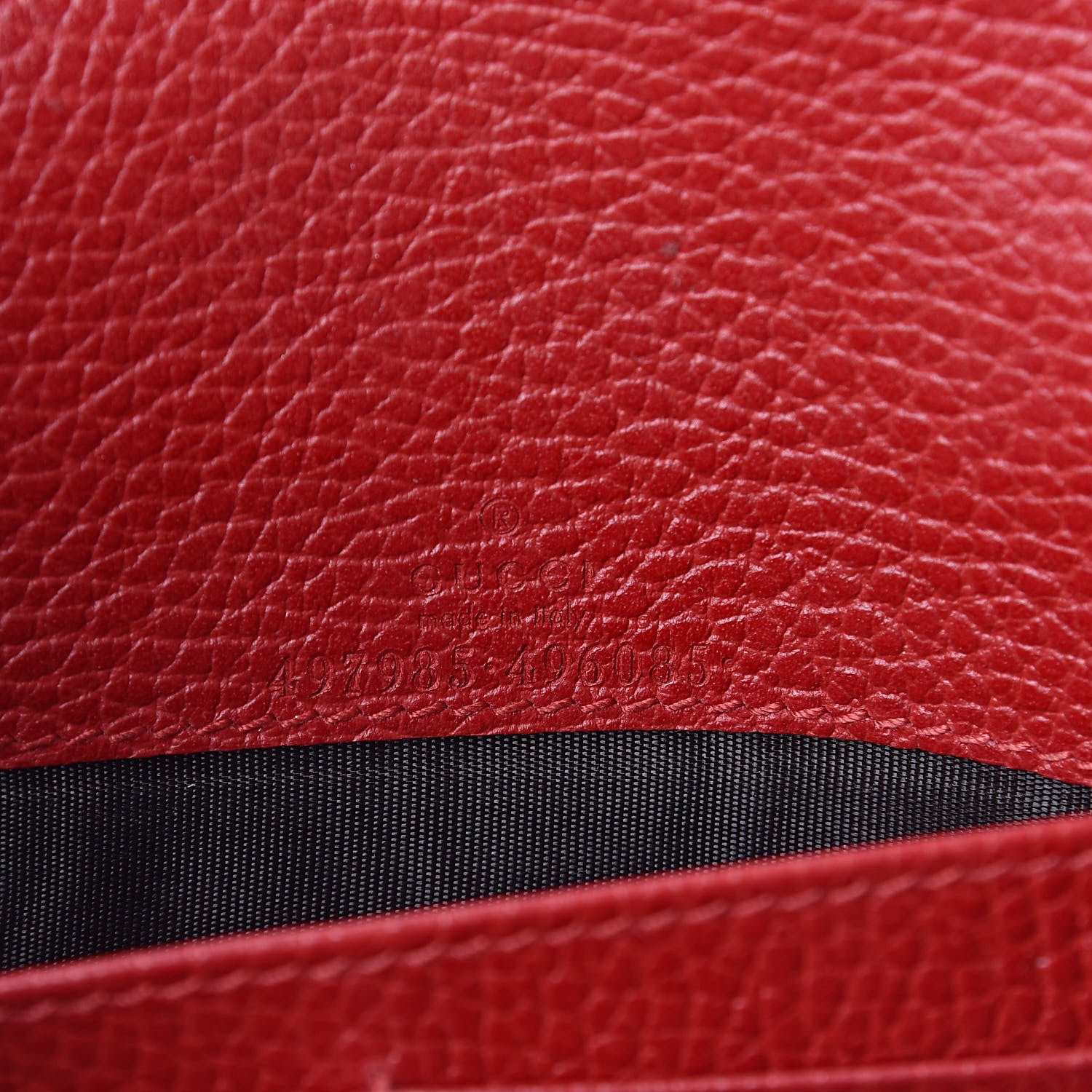 Gucci Dollar Calfskin Mini GG Marmont Chain Wallet Hibiscus Red 6 of 9