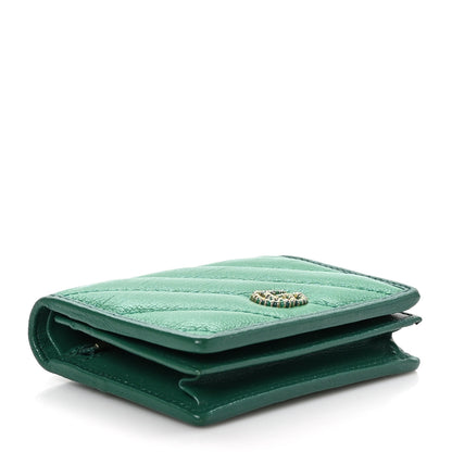 Gucci Azalea Calfskin Enamel Matelasse Diagonal Torchon GG Marmont Card Case New Shamrock Emerald 4 of 10