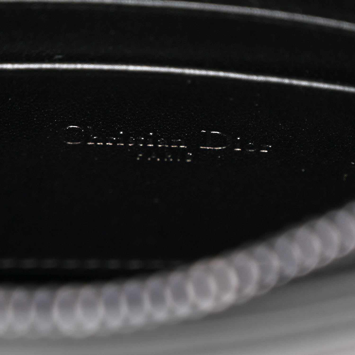 Christian Dior Calfskin Macrocannage Diamond Caro Zipped Pouch With Chain Black 7 of 11