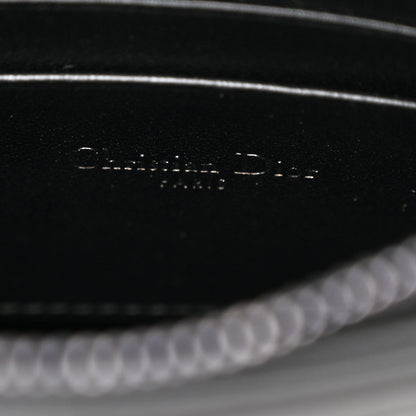 Christian Dior Calfskin Macrocannage Diamond Caro Zipped Pouch With Chain Black 7 of 11