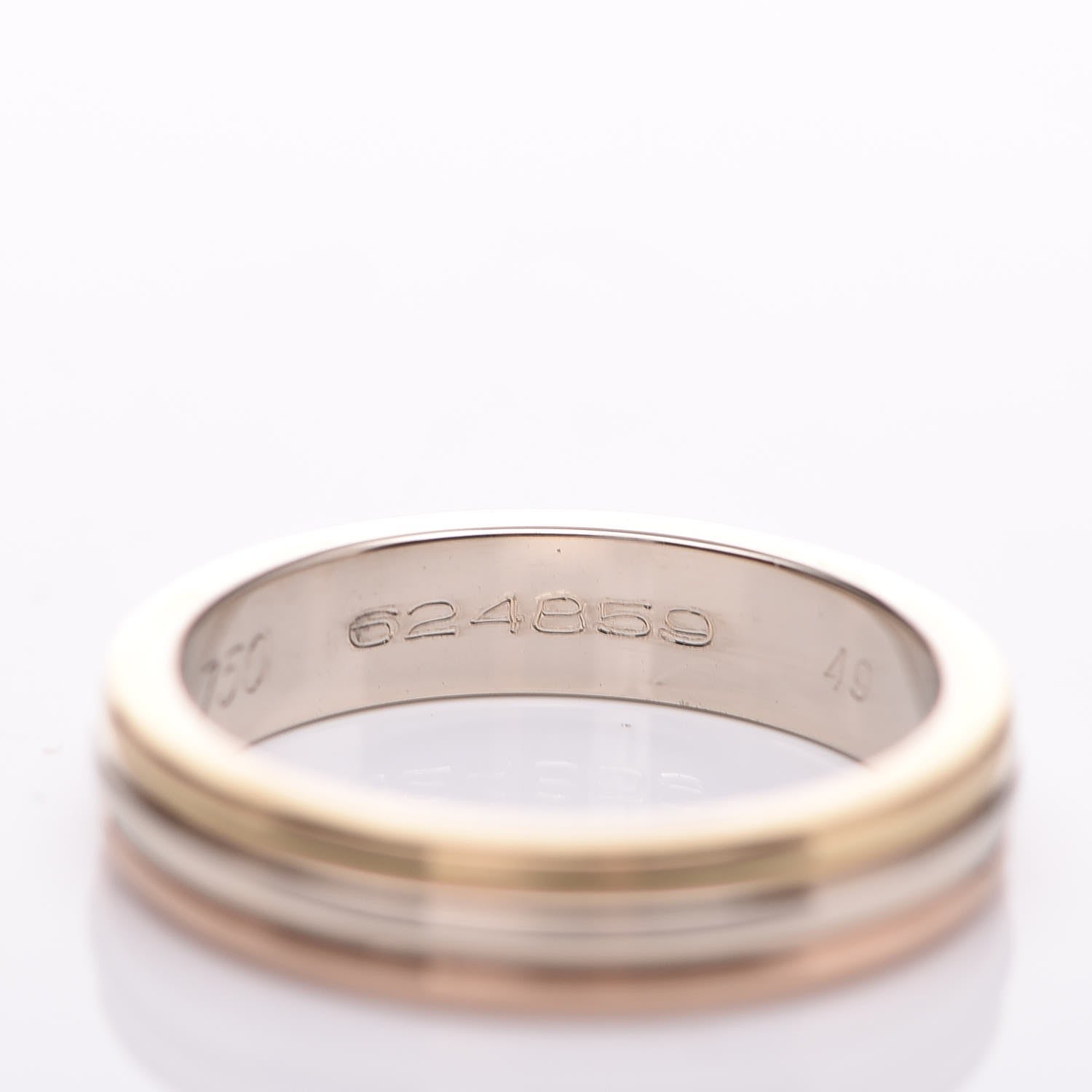 Cartier 18K Pink White Yellow Gold 3.5mm Trinity Wedding Band Ring 49 4.75 3 of 5