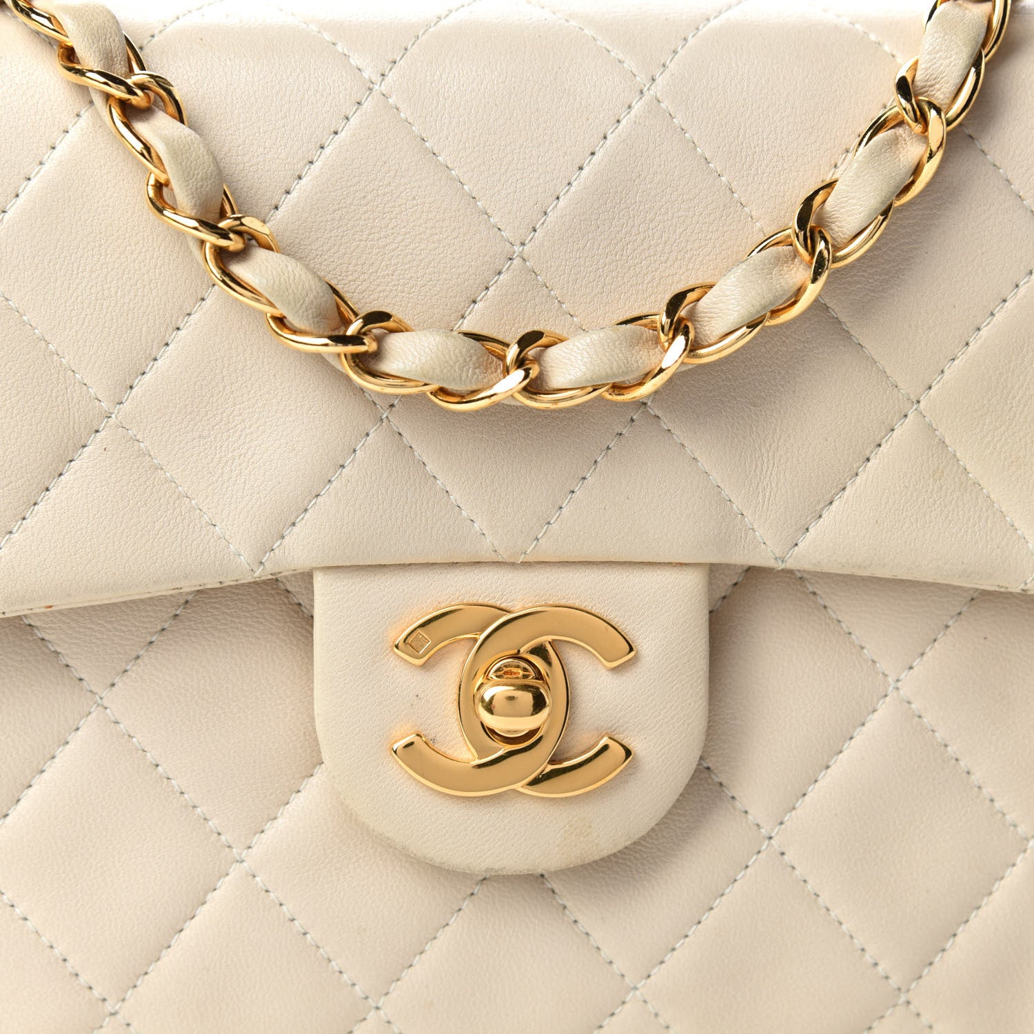 Chanel Lambskin Quilted Mini Square Flap Beige 15 of 15