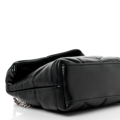 Saint Laurent Lambskin Quilted Toy Loulou Puffer Monogram Chain Satchel Black 10 of 12