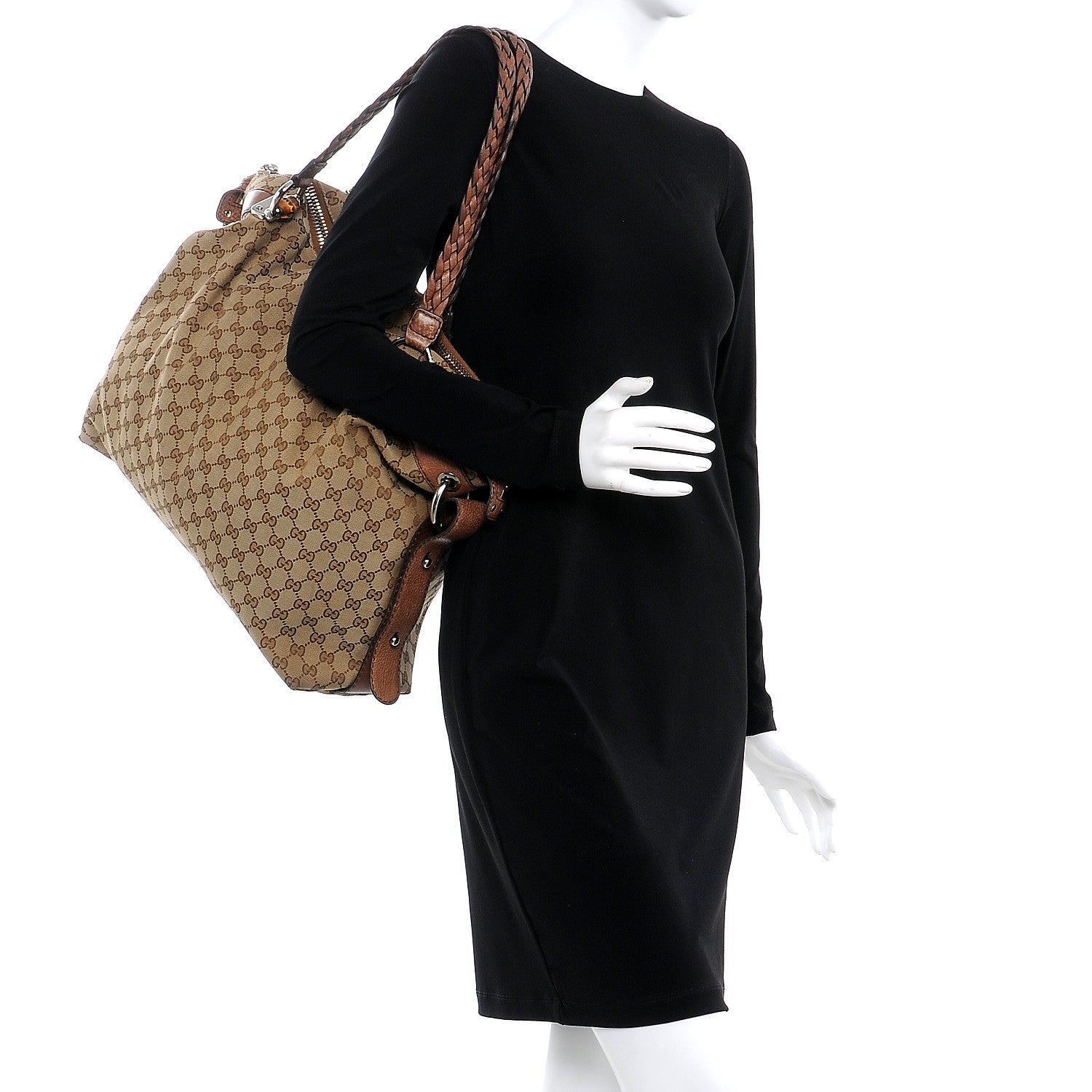 Gucci Monogram Large Bamboo Bar Tassel Shoulder Bag Brown 2 of 18