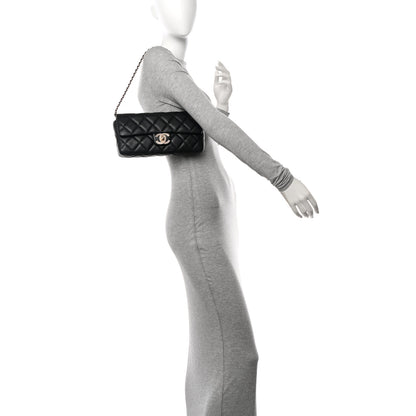 Chanel Lambskin Quilted Pearl CC Flap Clutch Black 2 of 11