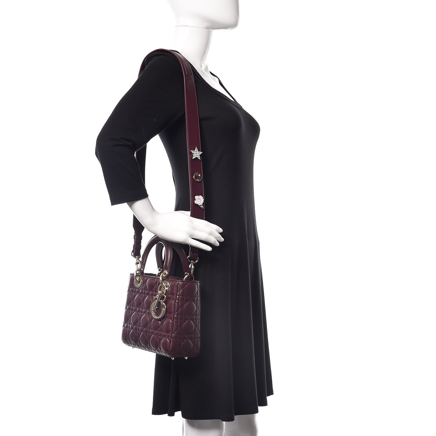 Christian Dior Lambskin Cannage Small Lucky Badges My Lady Dior Burgundy 2 of 14