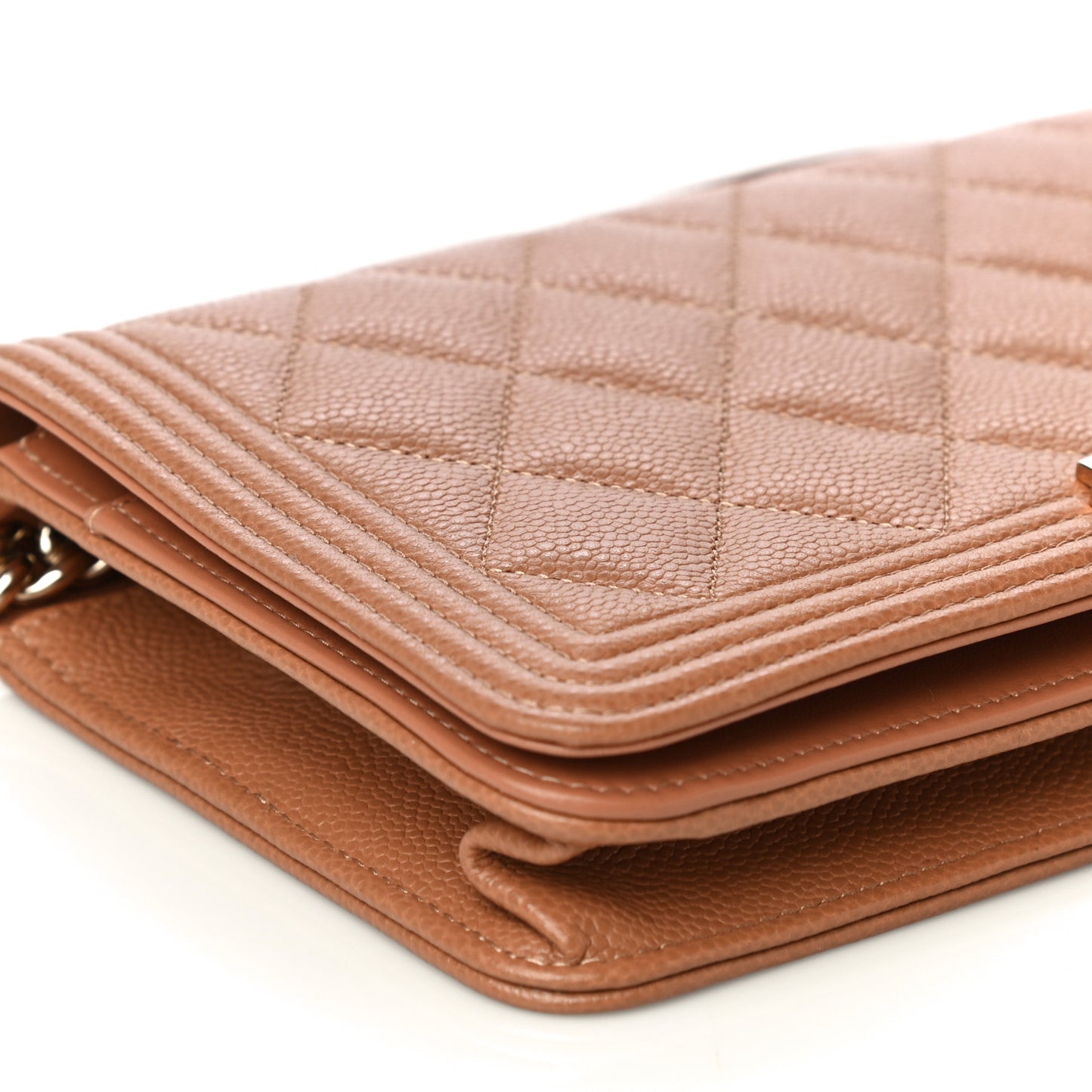 Caviar Quilted Boy Wallet On Chain WOC Brown