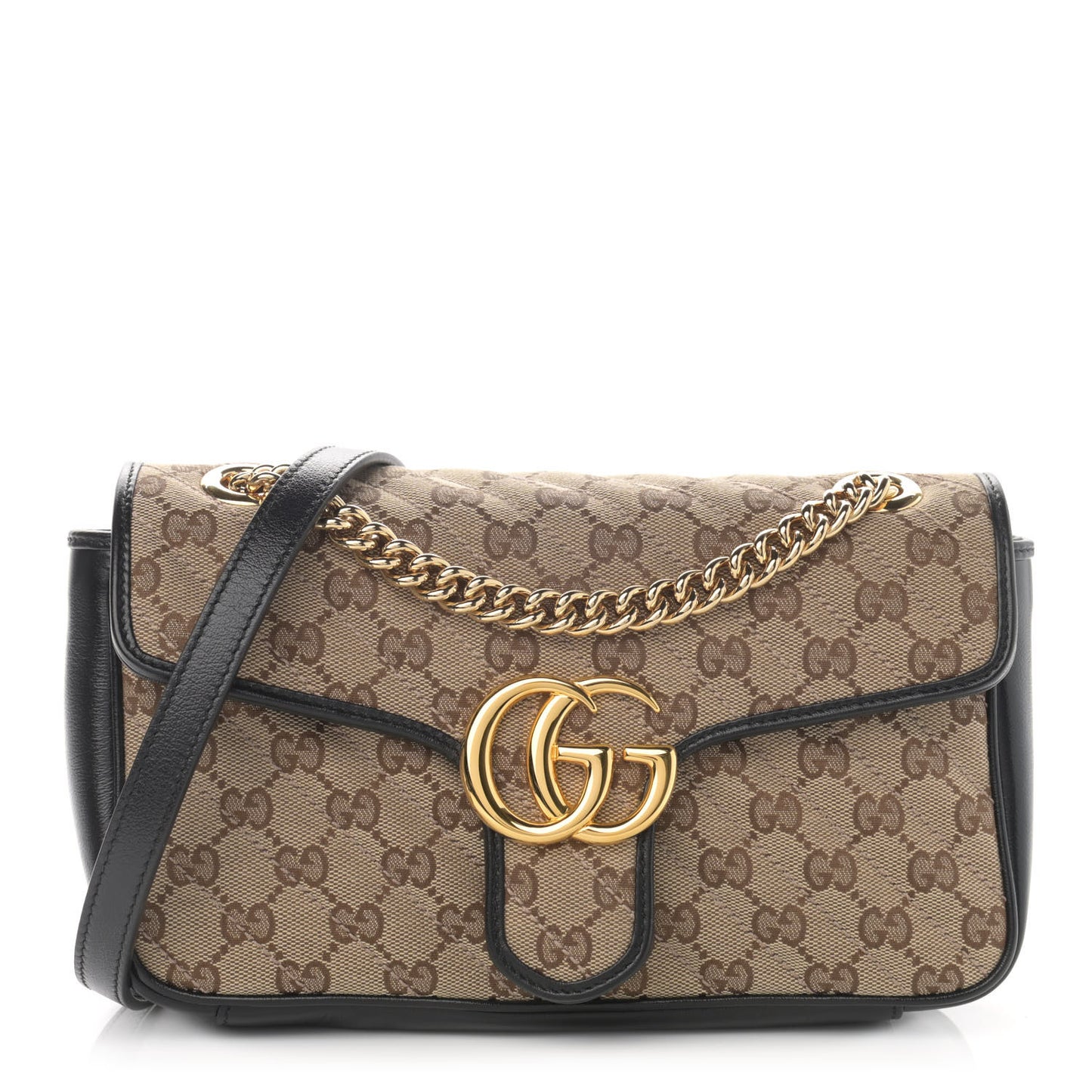 Monogram Matelasse Diagonal Small GG Marmont Shoulder Bag Beige Black