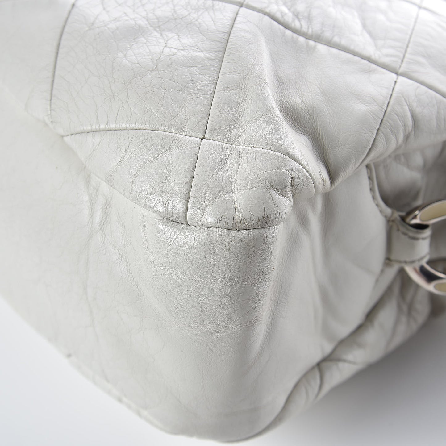 Calfskin Quilted Chain Hobo White