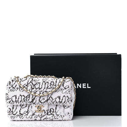 Chanel Sequin Logo Mini Rectangular Flap White Black 11 of 11