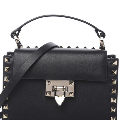 Valentino Garavani Vitello Rockstud Overlay Flap Top Handle Bag Black 9 of 9