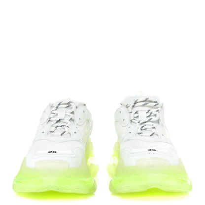 Balenciaga Fabric Mesh Clear Sole Fluo Womens Triple S Sneakers 36 White Fluo Yellow 2 of 12