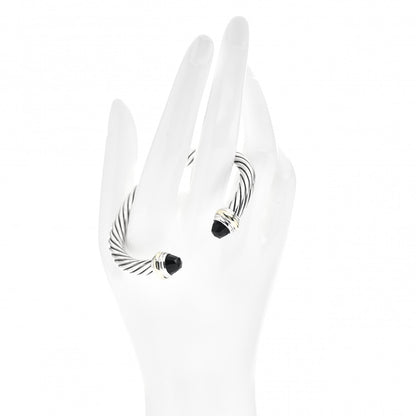 David Yurman Sterling Silver 14K Yellow Gold Black Onyx 7mm Cable Classics Bracelet 2 of 5