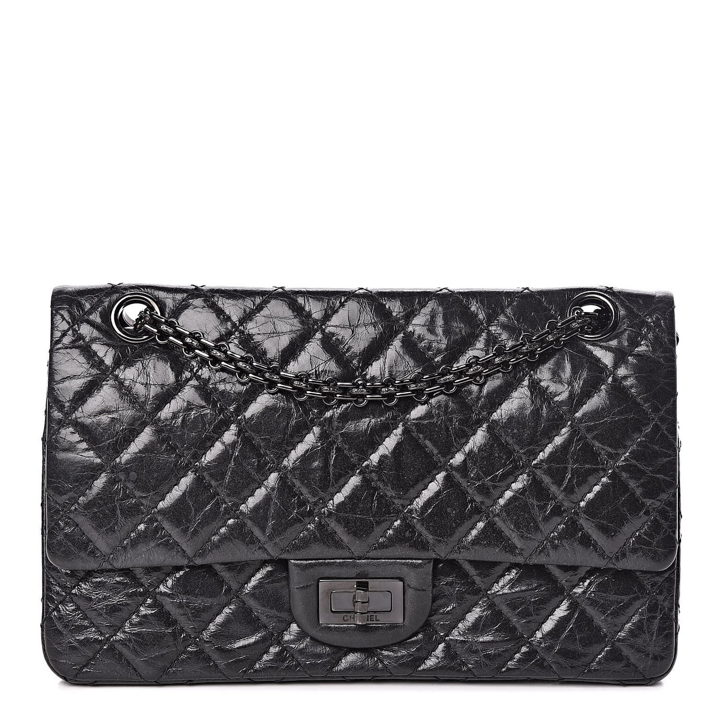 Aged Calfskin Quilted 2.55 Reissue 225 Flap So Black