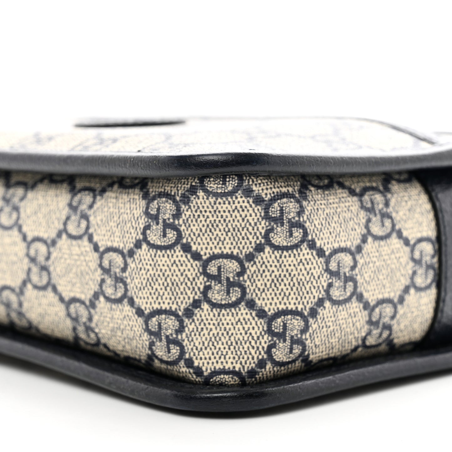 GG Supreme Monogram Textured Dollar Calfskin Mini Retro Interlocking G Shoulder Bag Beige Blue