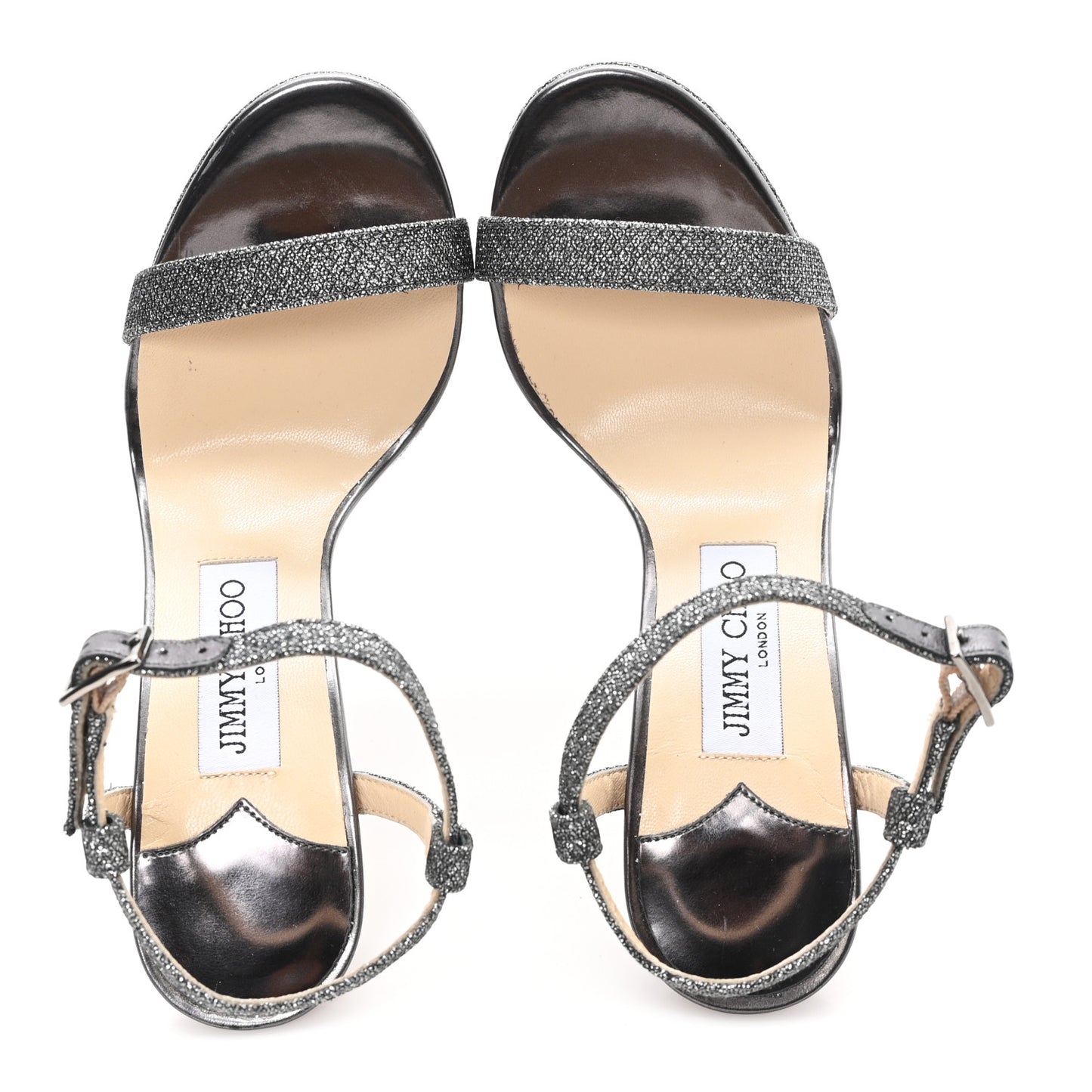 Lame Glitter Claudette 120 Ankle Strap Sandals 36 Anthracite