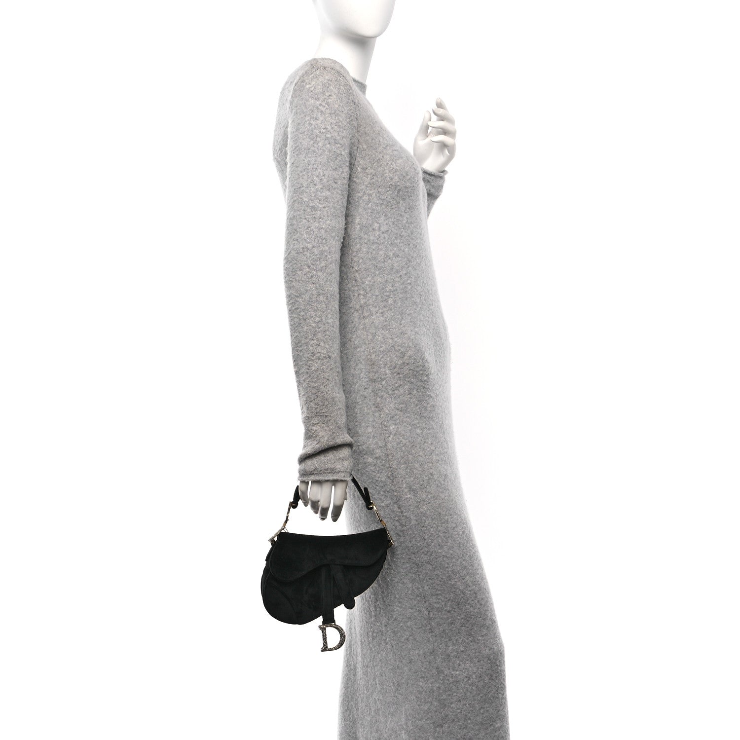 Christian Dior Velvet Crystal Mini Saddle Bag Black 2 of 10