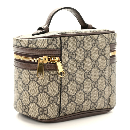 Gucci GG Supreme Monogram Textured Calfskin Web Ophidia Vanity Cosmetic Case Beige Ebony New Acero 3 of 9