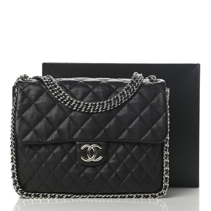Chanel Washed Lambskin Quilted Maxi Chain Around Flap Black 11 of 11