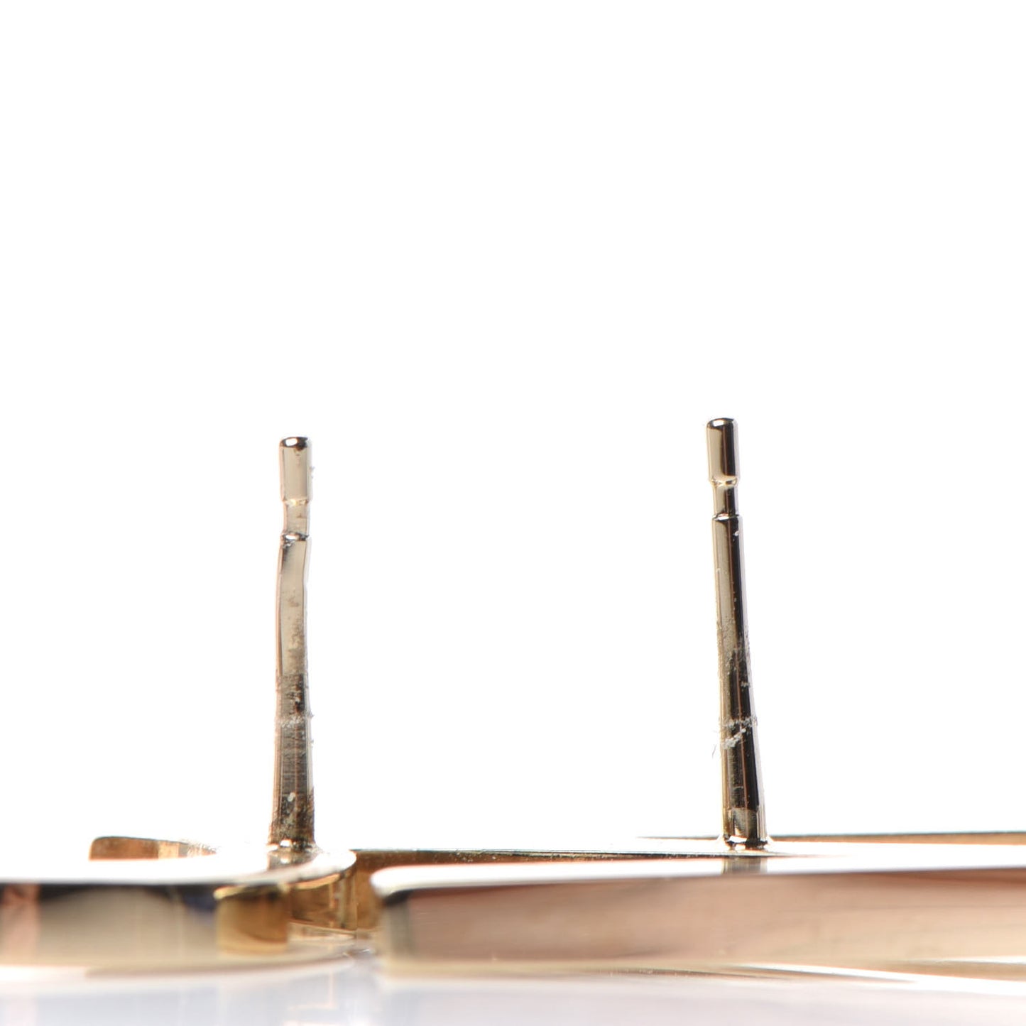 Metal Cha-Nel Logo Drop Earrings Gold